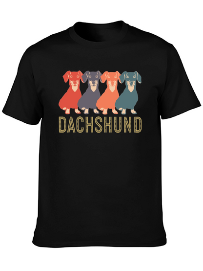 Dachshund Dog Graphic Print Crew Neck T-Shirt