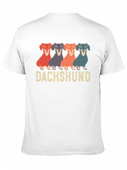 Dachshund Dog Graphic Print Crew Neck T-Shirt