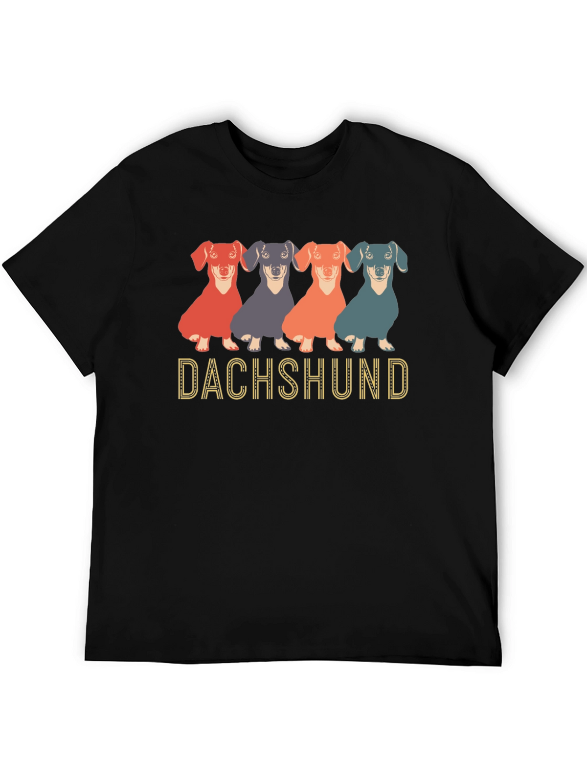 Dachshund Dog Graphic Print Crew Neck T-Shirt