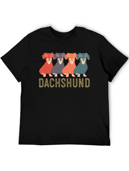 Dachshund Dog Graphic Print Crew Neck T-Shirt