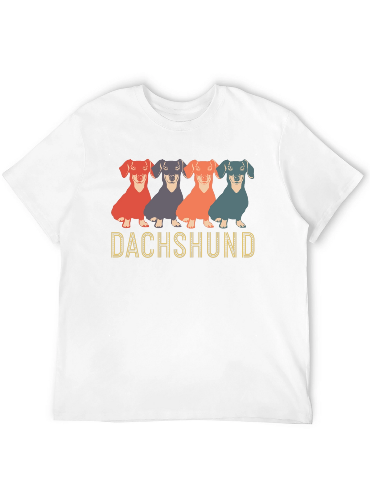 Dachshund Dog Graphic Print Crew Neck T-Shirt