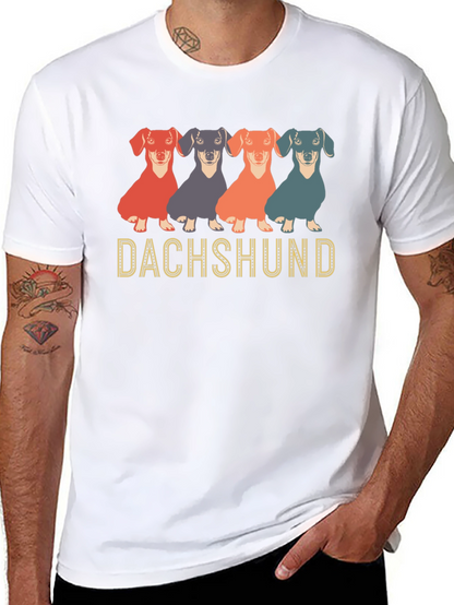 Dachshund Dog Graphic Print Crew Neck T-Shirt