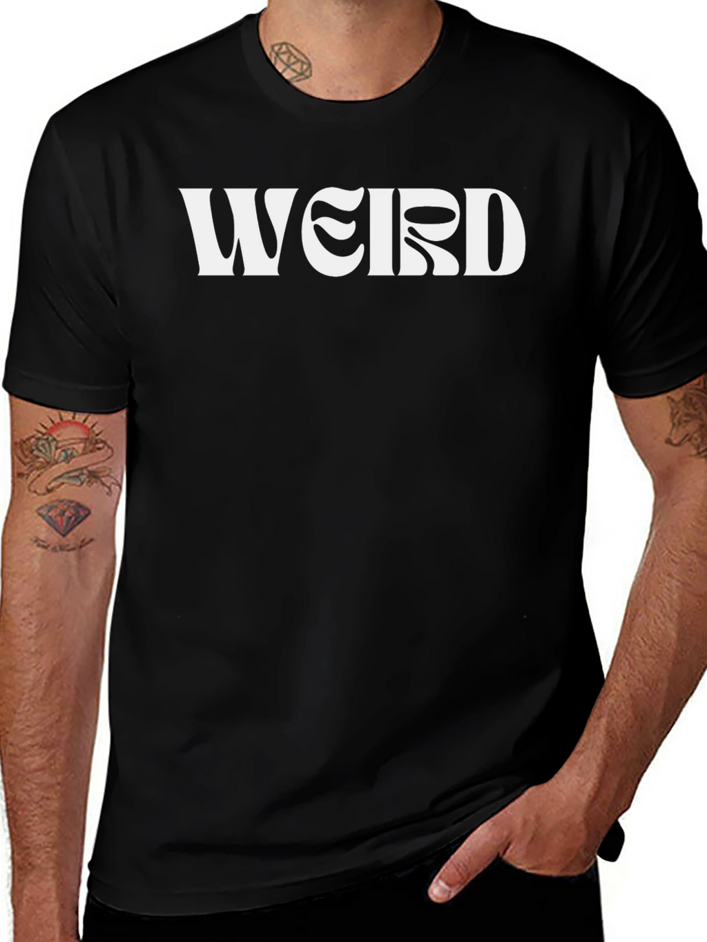 Weird Graphic Tee - Black Cotton Blend T-Shirt