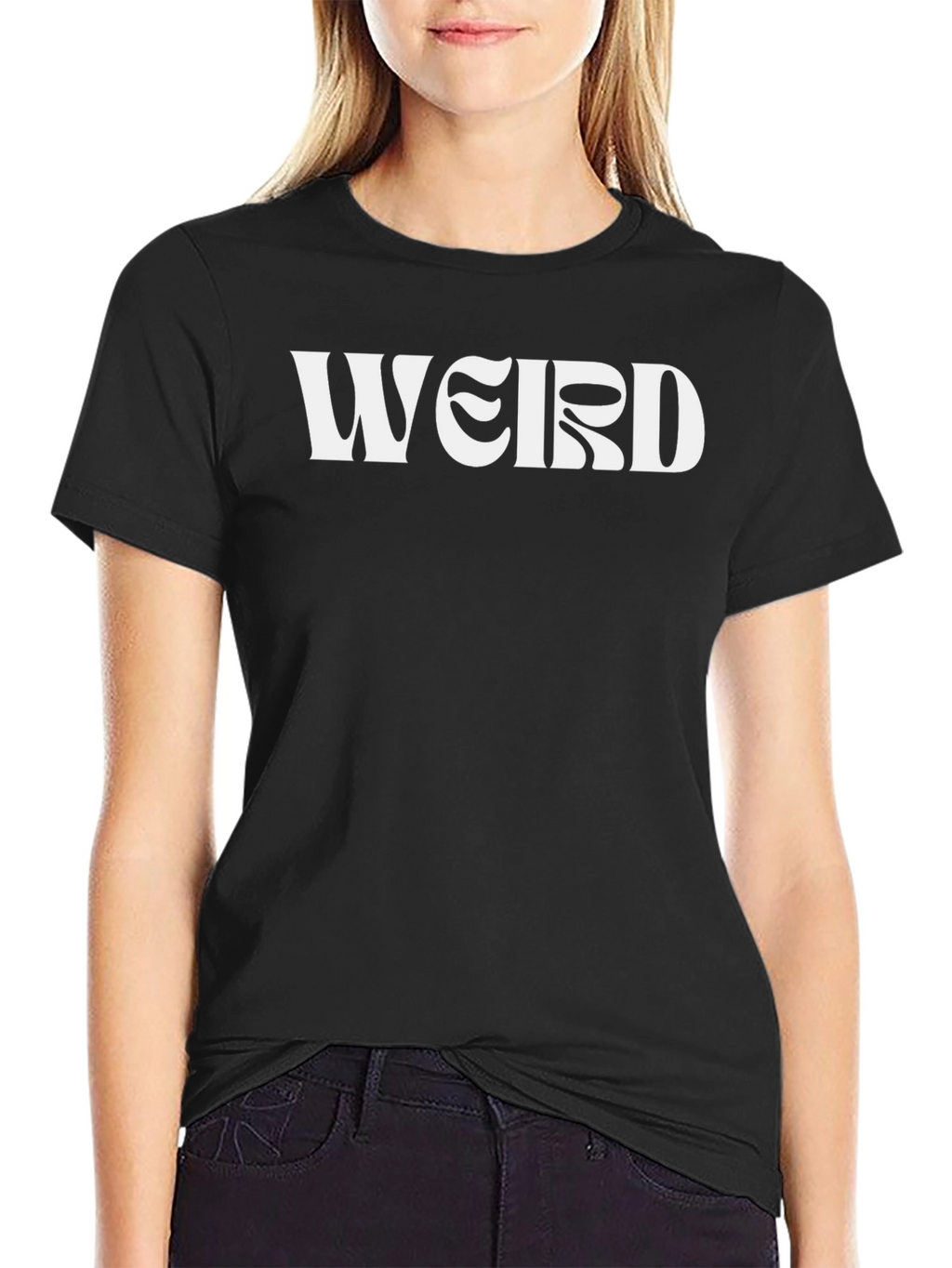 Weird Graphic Tee - Black Cotton Blend T-Shirt