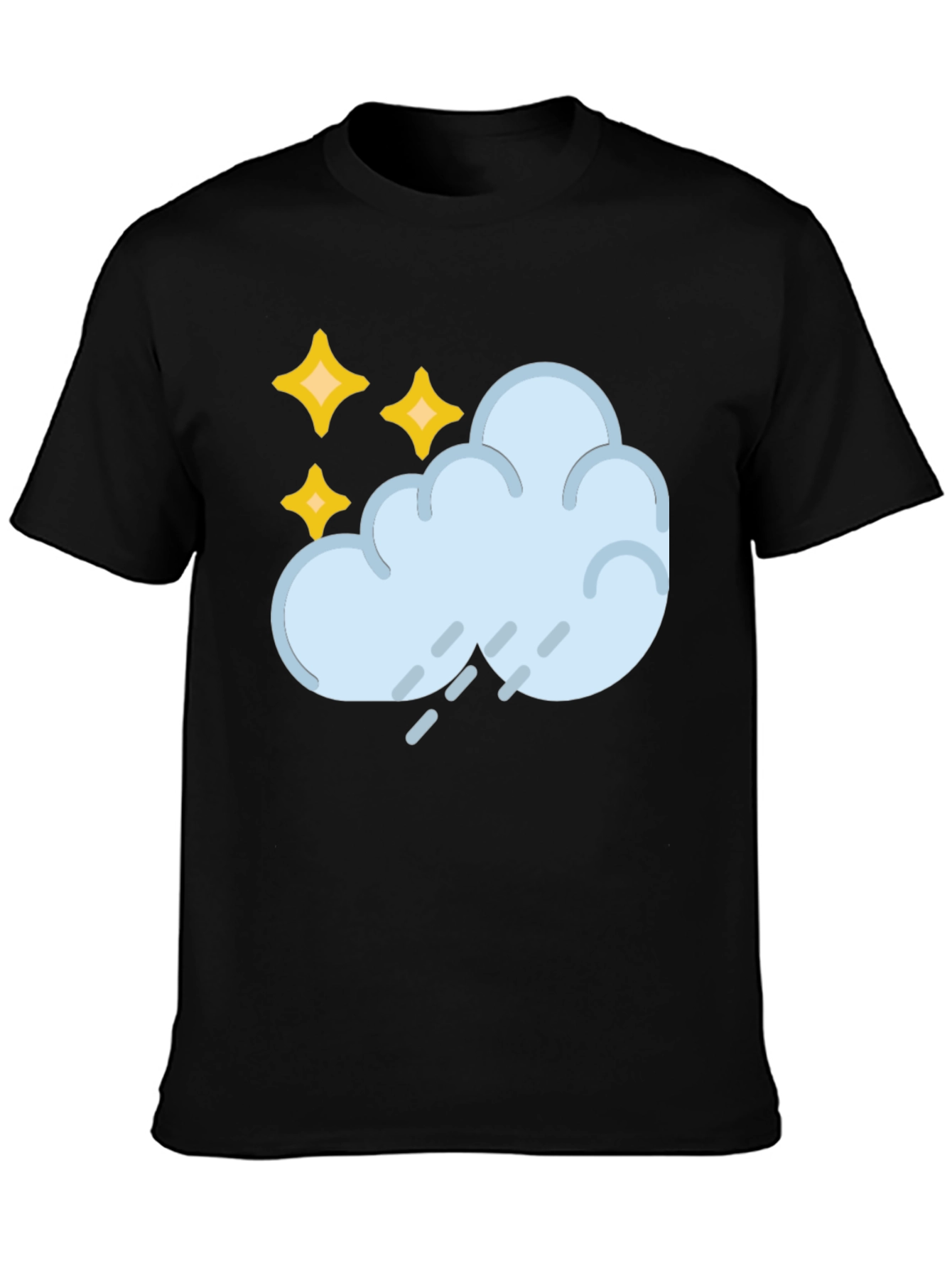 Rain Cloud & Stars Graphic Black T-Shirt