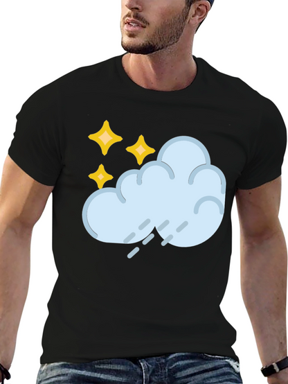 Rain Cloud & Stars Graphic Black T-Shirt