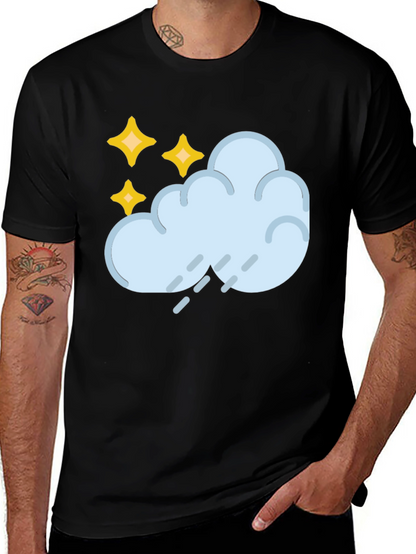 Rain Cloud & Stars Graphic Black T-Shirt