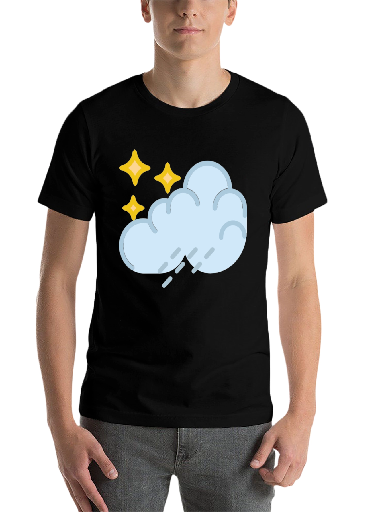 Rain Cloud & Stars Graphic Black T-Shirt
