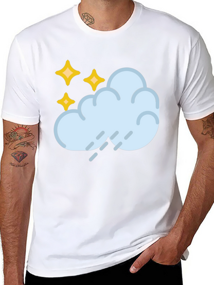 Rain Cloud & Stars Graphic Black T-Shirt