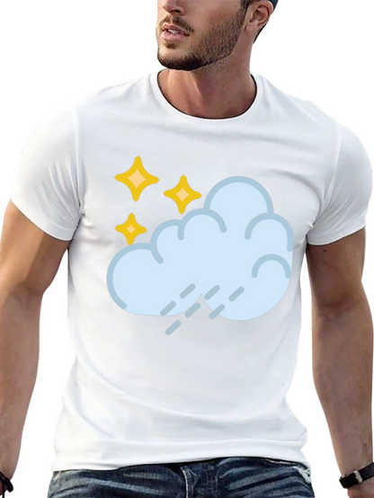 Rain Cloud & Stars Graphic Black T-Shirt