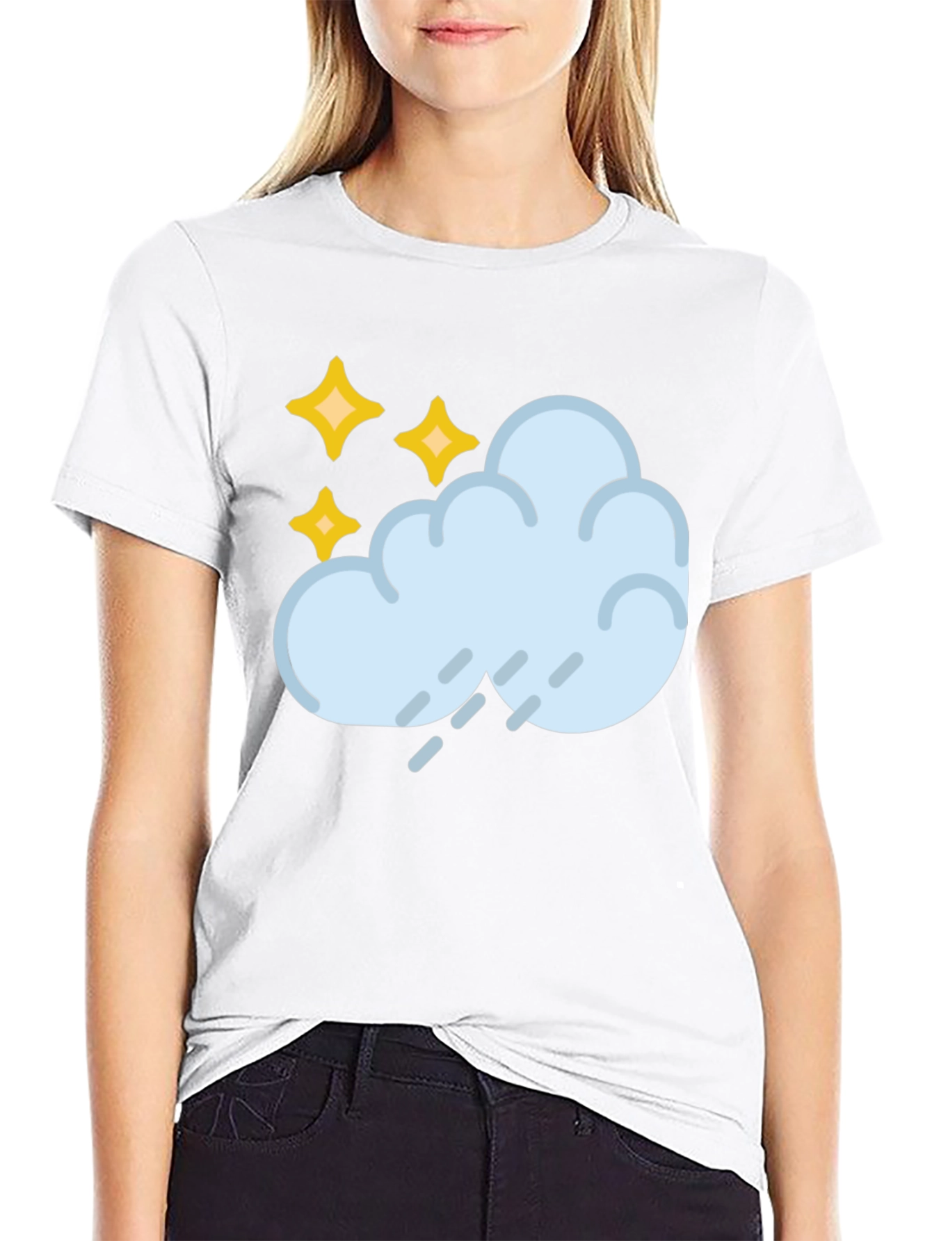 Rain Cloud & Stars Graphic Black T-Shirt