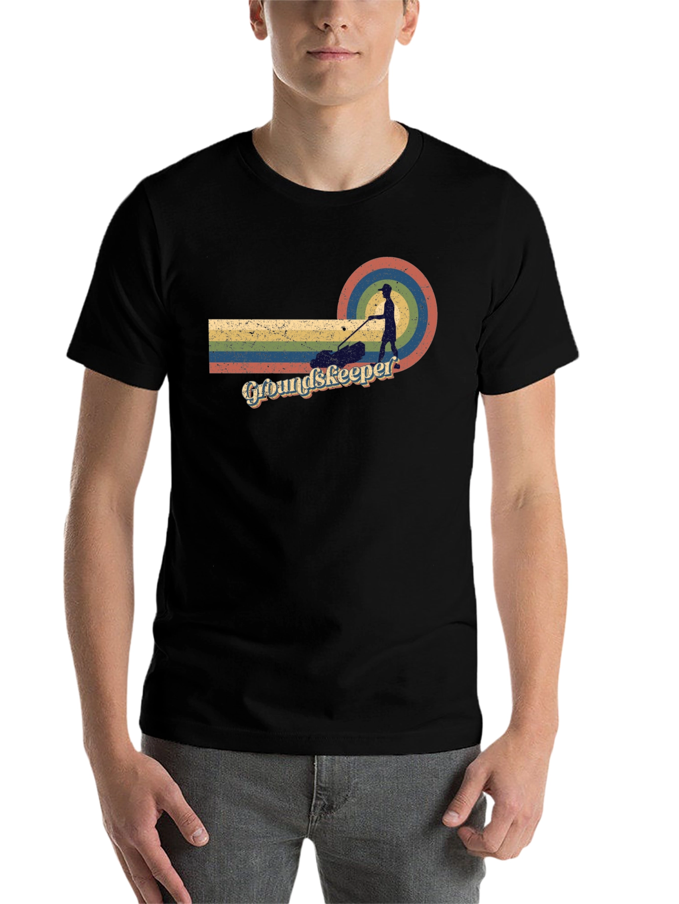 Groundskeeper Retro T-Shirt - Lawn Care Vintage Design