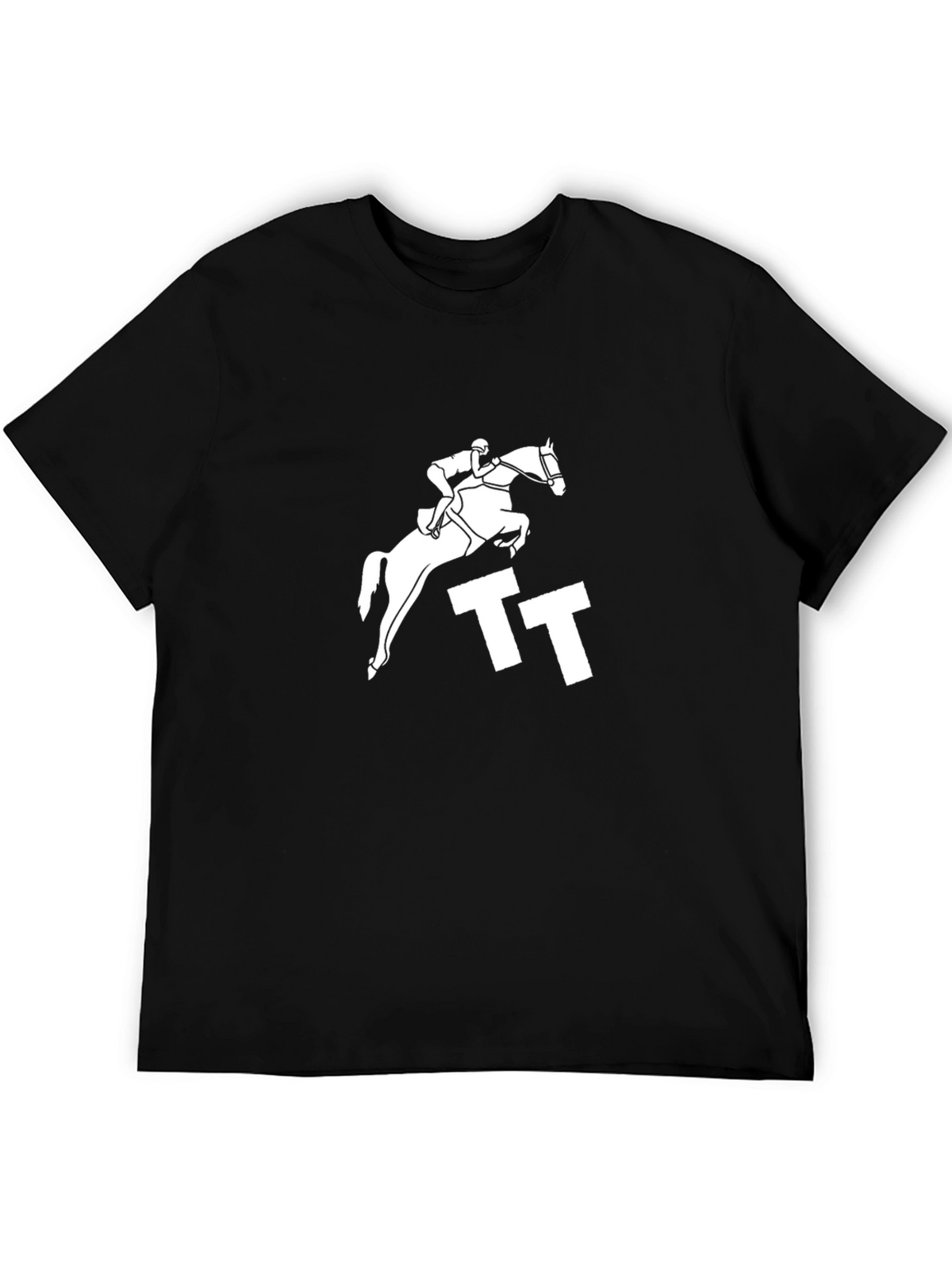 Equestrian Jump Tee - Black Cotton Graphic T-Shirt