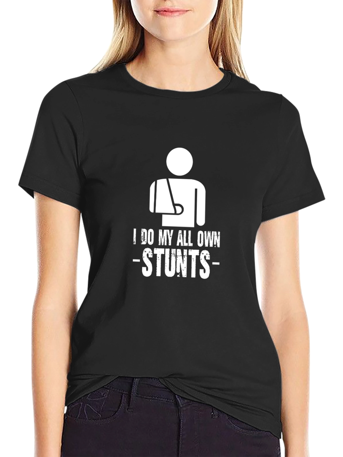 I Do My Own Stunts Graphic Tee - Black