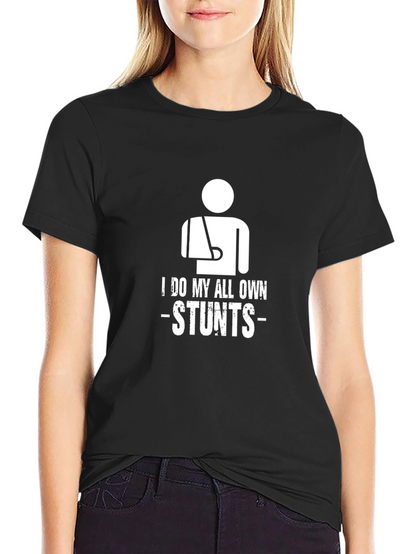 I Do My Own Stunts Graphic Tee - Black