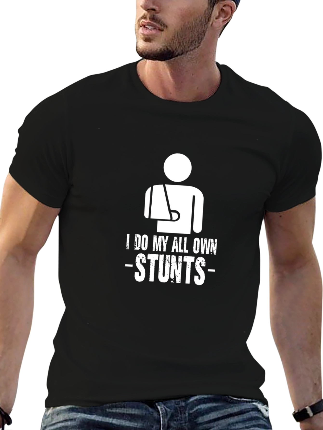 I Do My Own Stunts Graphic Tee - Black