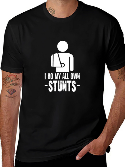 I Do My Own Stunts Graphic Tee - Black
