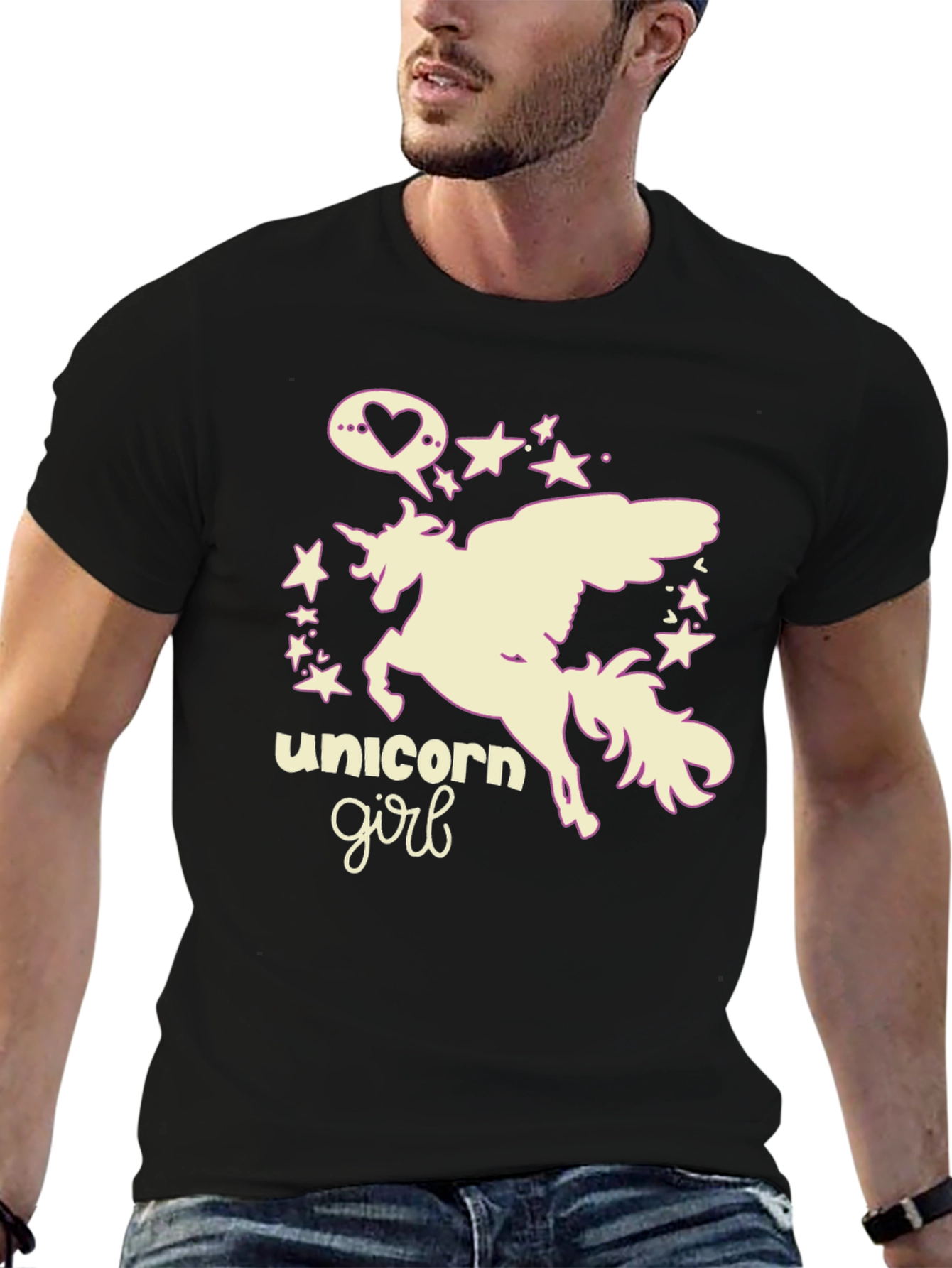 Unicorn Girl Black Graphic Tee