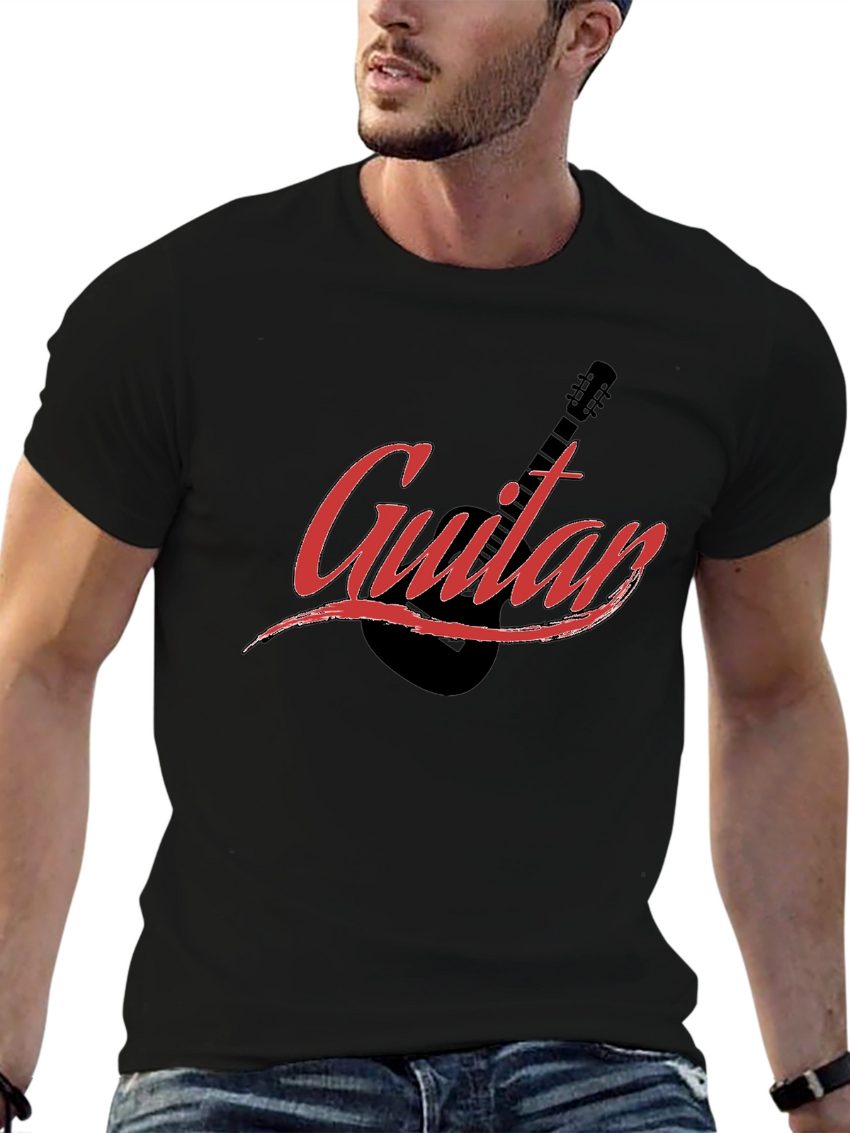 Guitar Graphic Black T-Shirt