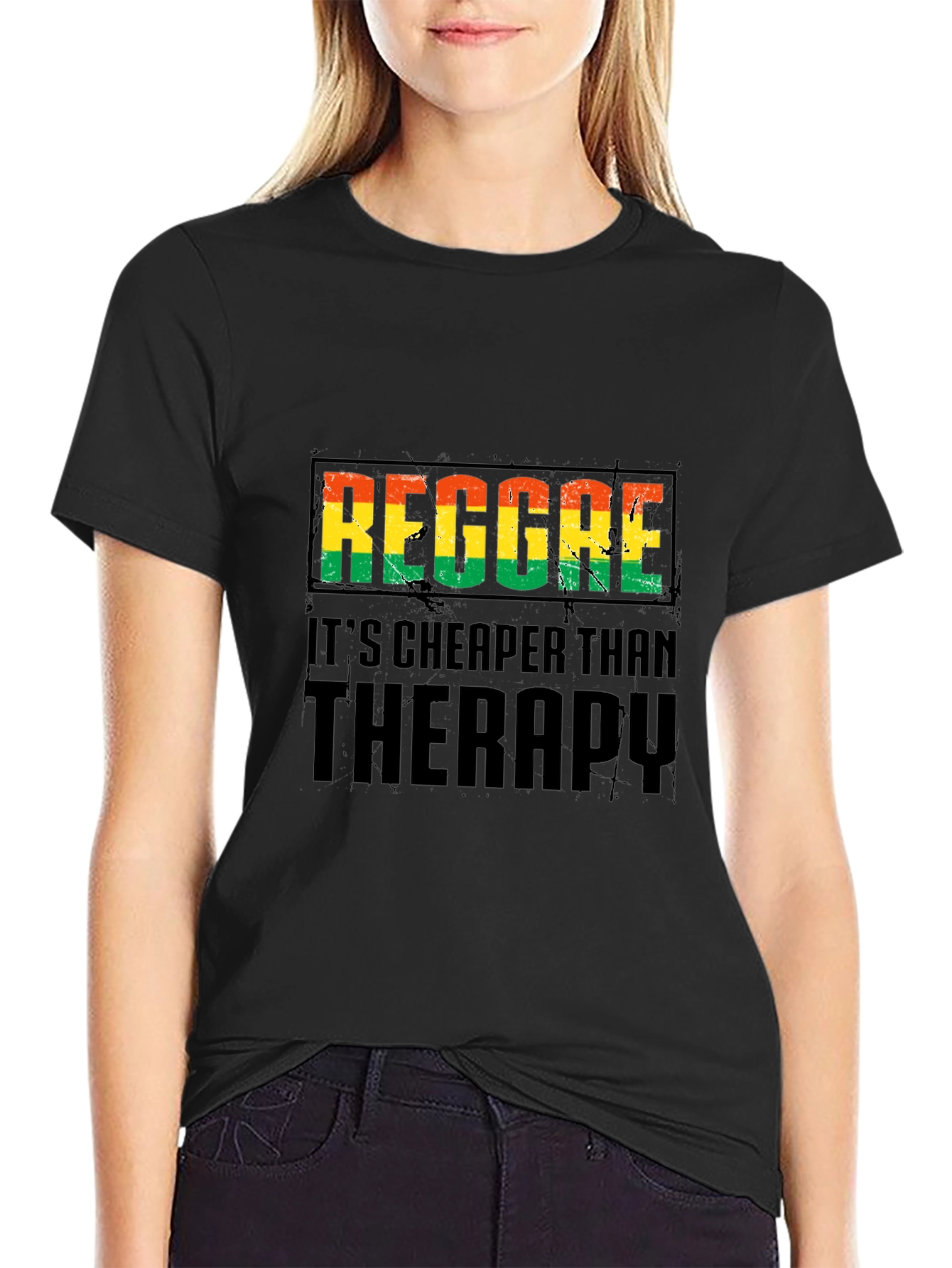 Reggae Cheaper Than Therapy Black T-Shirt