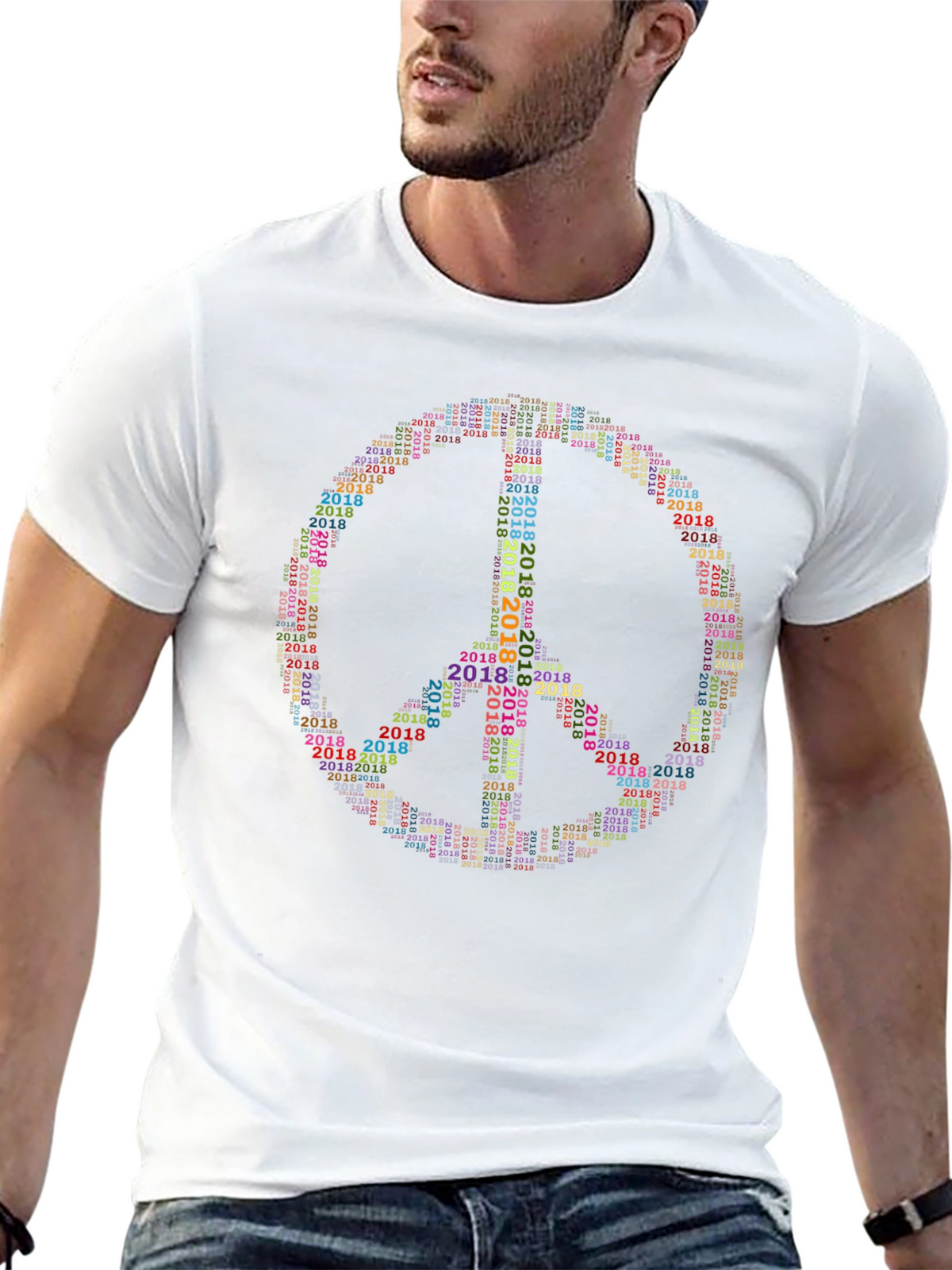 Peace Sign 2018 Word Art Graphic T-Shirt