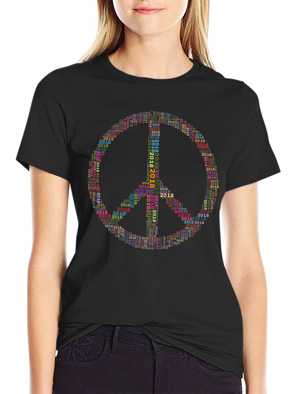Peace Sign 2018 Word Art Graphic T-Shirt