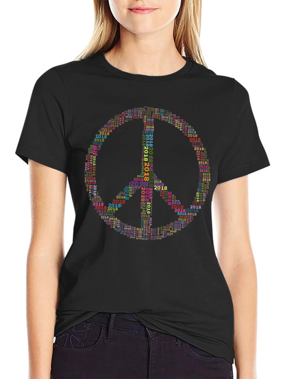 Peace Sign 2018 Word Art Graphic T-Shirt