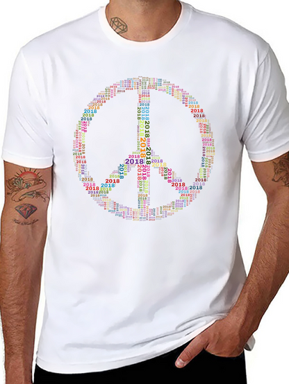 Peace Sign 2018 Word Art Graphic T-Shirt