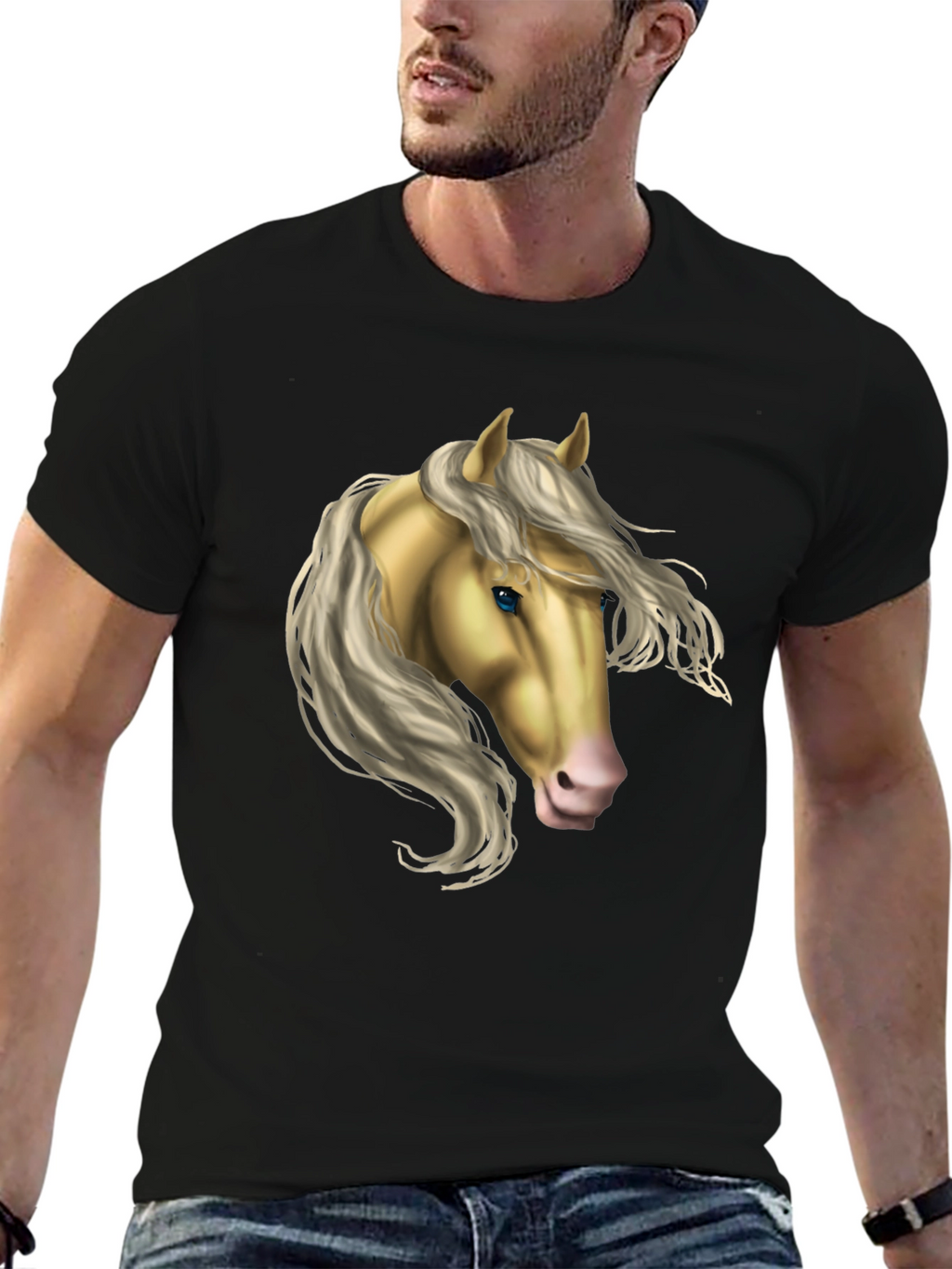 Horse Graphic Tee - Stylish Black T-Shirt