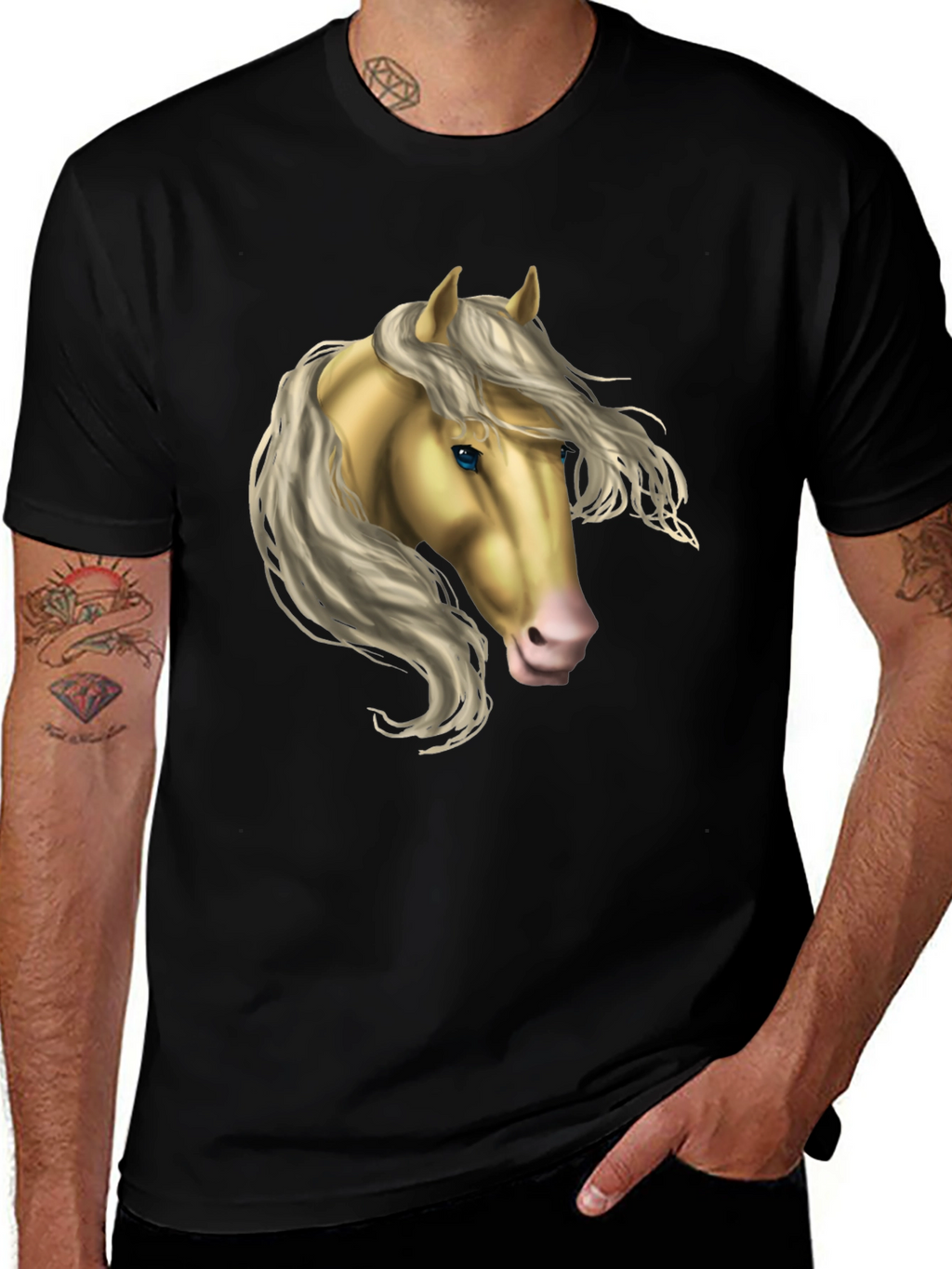 Horse Graphic Tee - Stylish Black T-Shirt