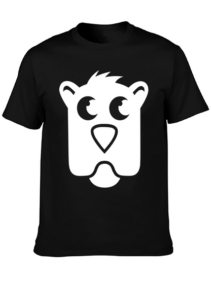 Bear Face Graphic Tee - Black Cotton T-Shirt