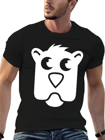 Bear Face Graphic Tee - Black Cotton T-Shirt
