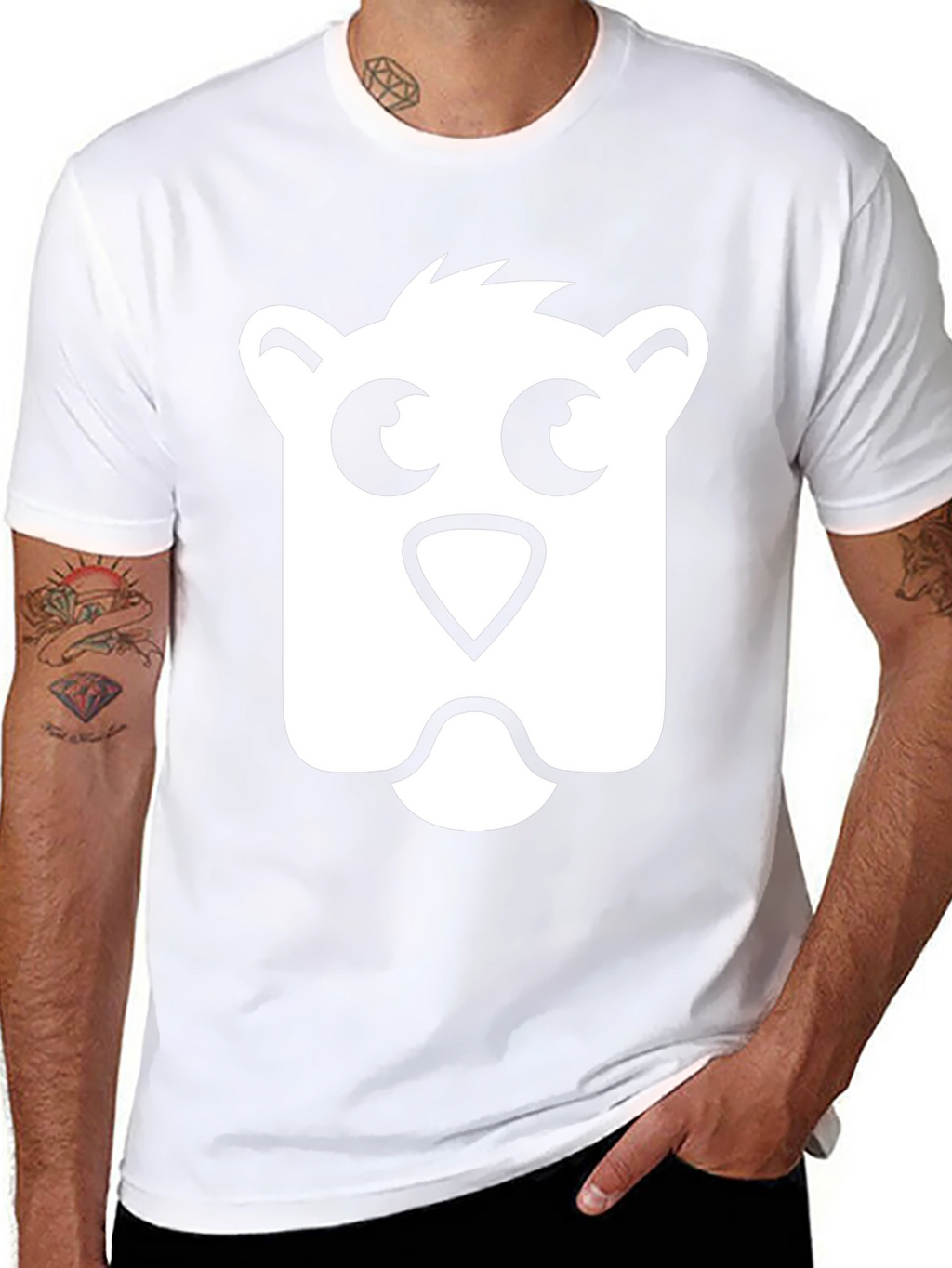 Bear Face Graphic Tee - Black Cotton T-Shirt