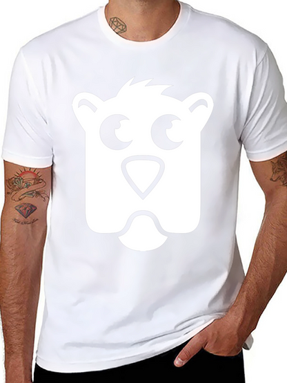 Bear Face Graphic Tee - Black Cotton T-Shirt