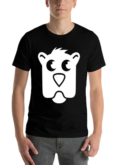 Bear Face Graphic Tee - Black Cotton T-Shirt