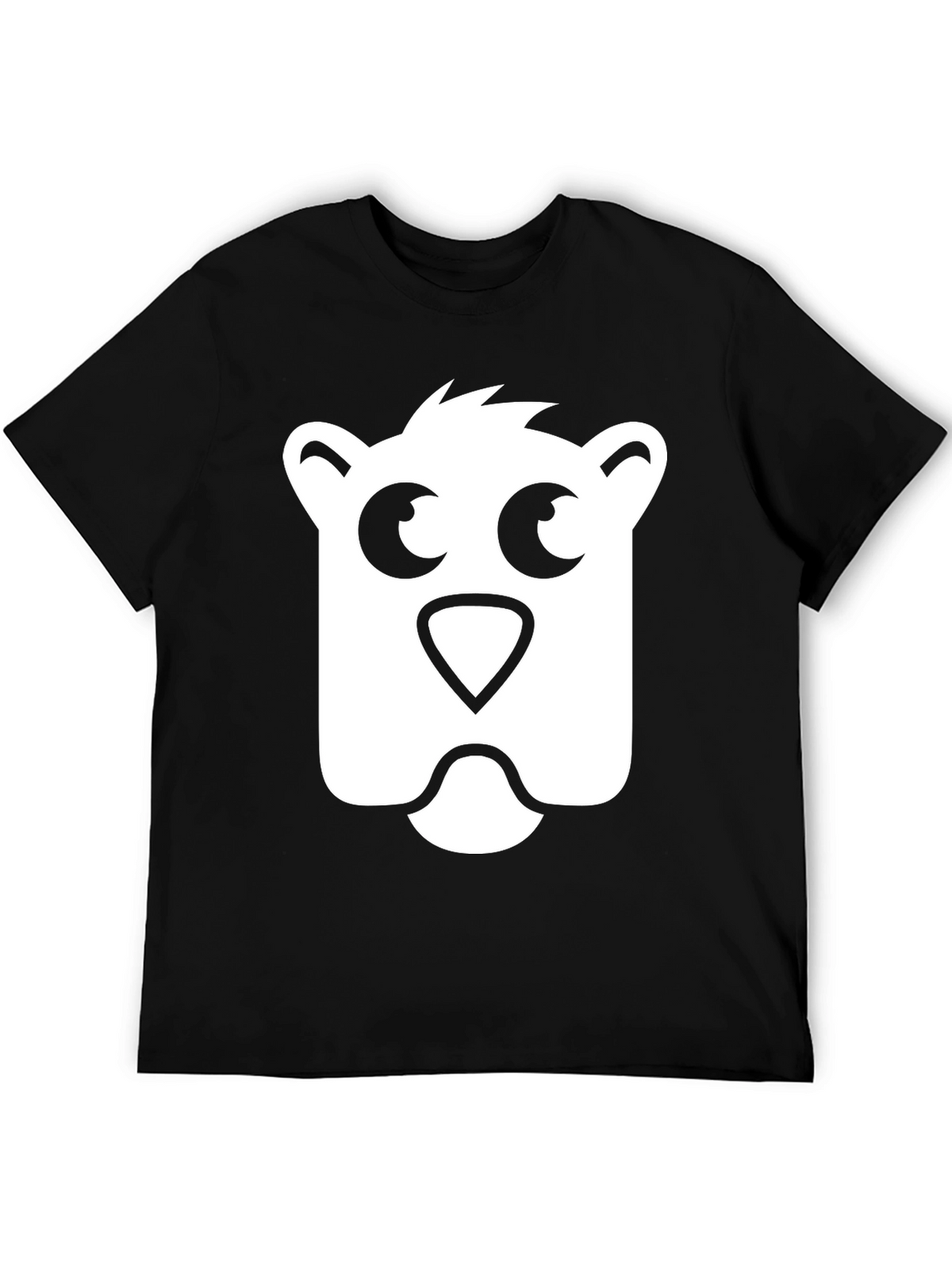 Bear Face Graphic Tee - Black Cotton T-Shirt