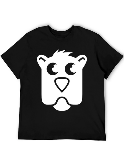 Bear Face Graphic Tee - Black Cotton T-Shirt