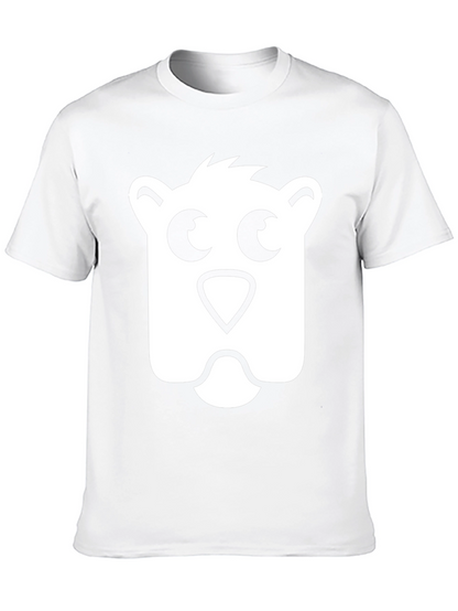 Bear Face Graphic Tee - Black Cotton T-Shirt