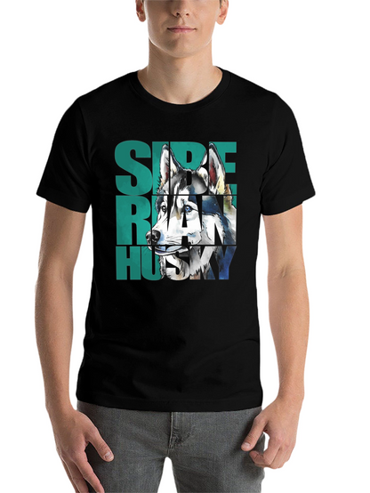 Siberian Husky Graphic Print Black T-Shirt