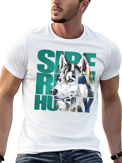 Siberian Husky Graphic Print Black T-Shirt