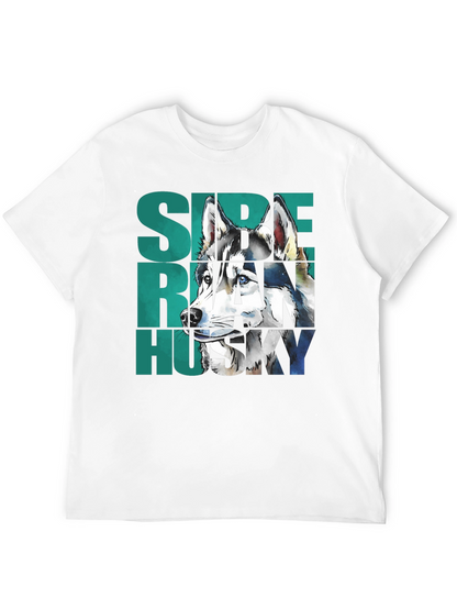 Siberian Husky Graphic Print Black T-Shirt