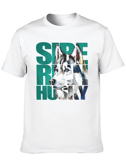 Siberian Husky Graphic Print Black T-Shirt