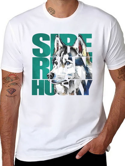 Siberian Husky Graphic Print Black T-Shirt