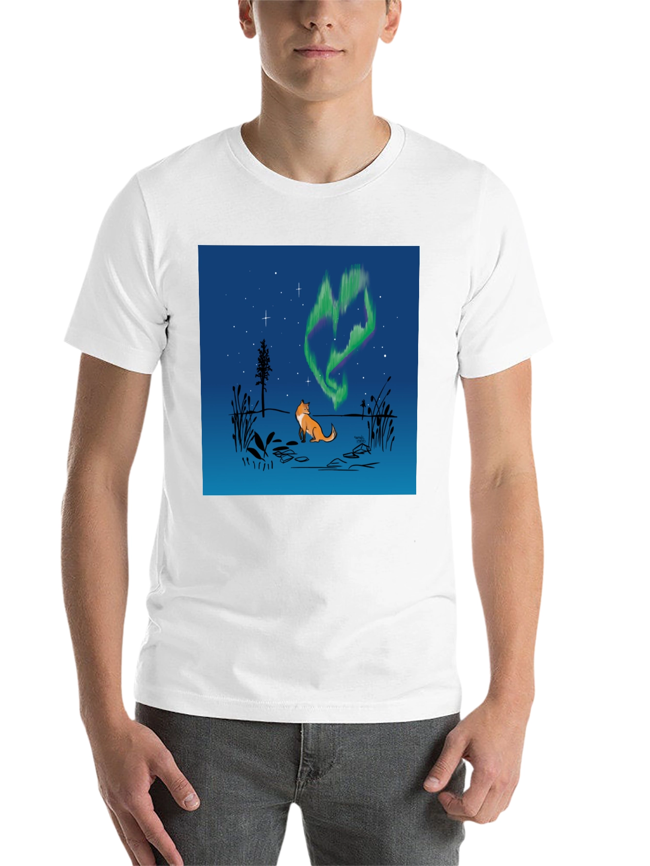 Fox & Aurora Borealis Graphic Tee