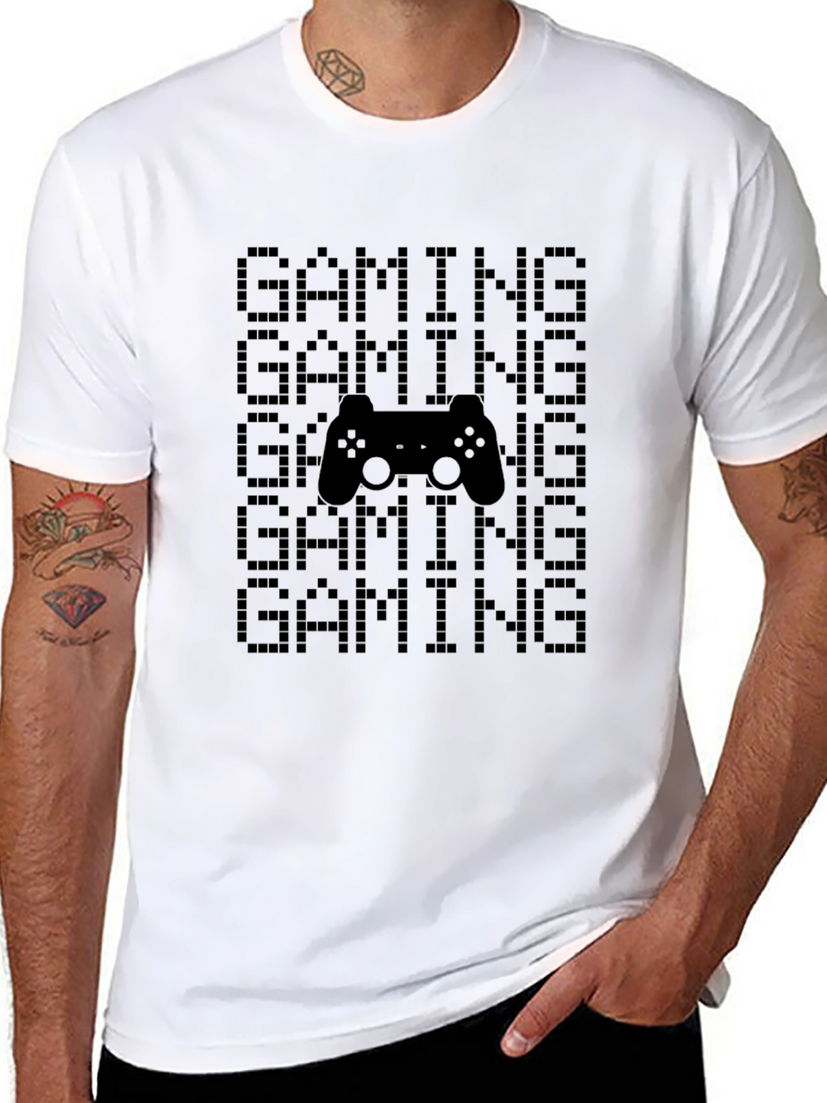 Gaming Pixel Art Black T-Shirt