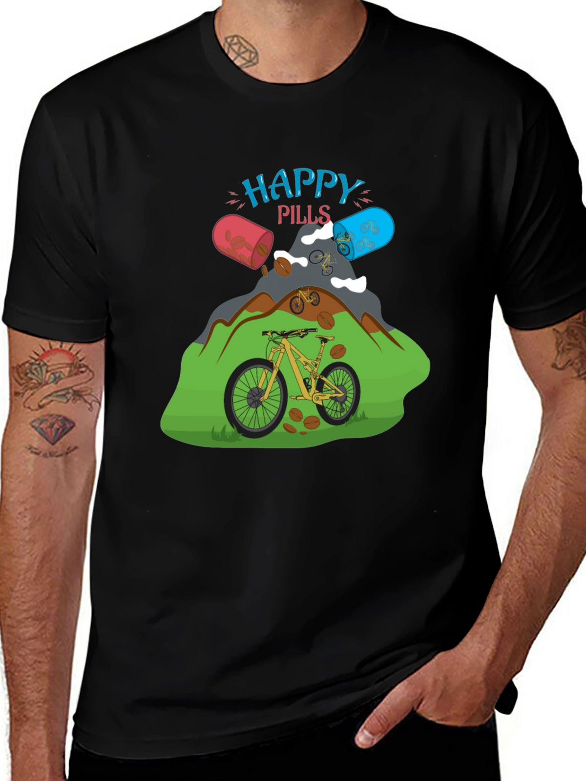 Happy Pills Mountain Bike Graphic Tee