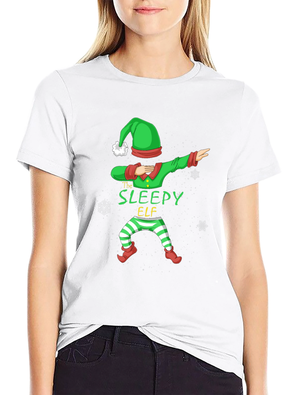 Sleepy Elf Dabbing Christmas T-Shirt