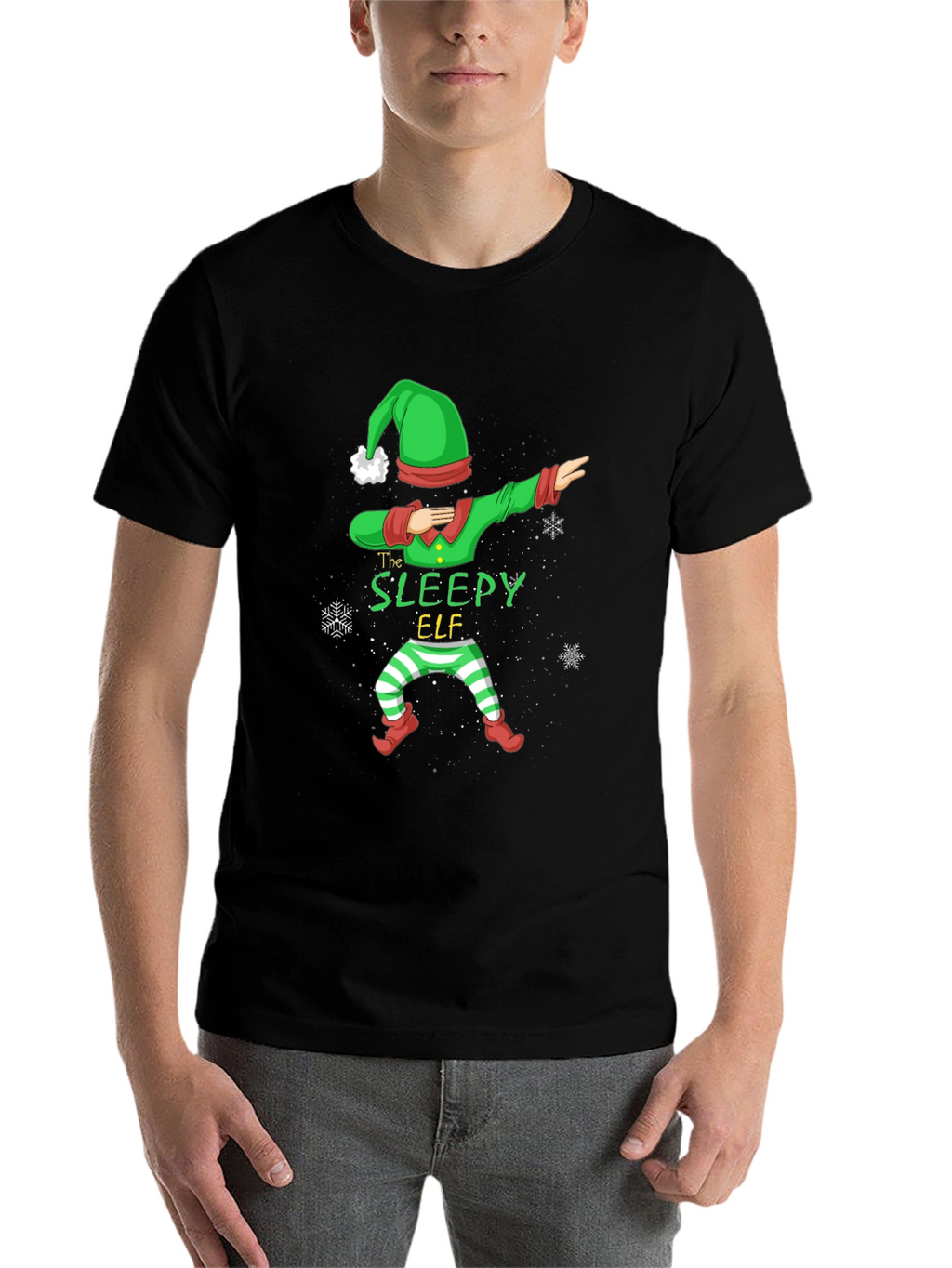 Sleepy Elf Dabbing Christmas T-Shirt