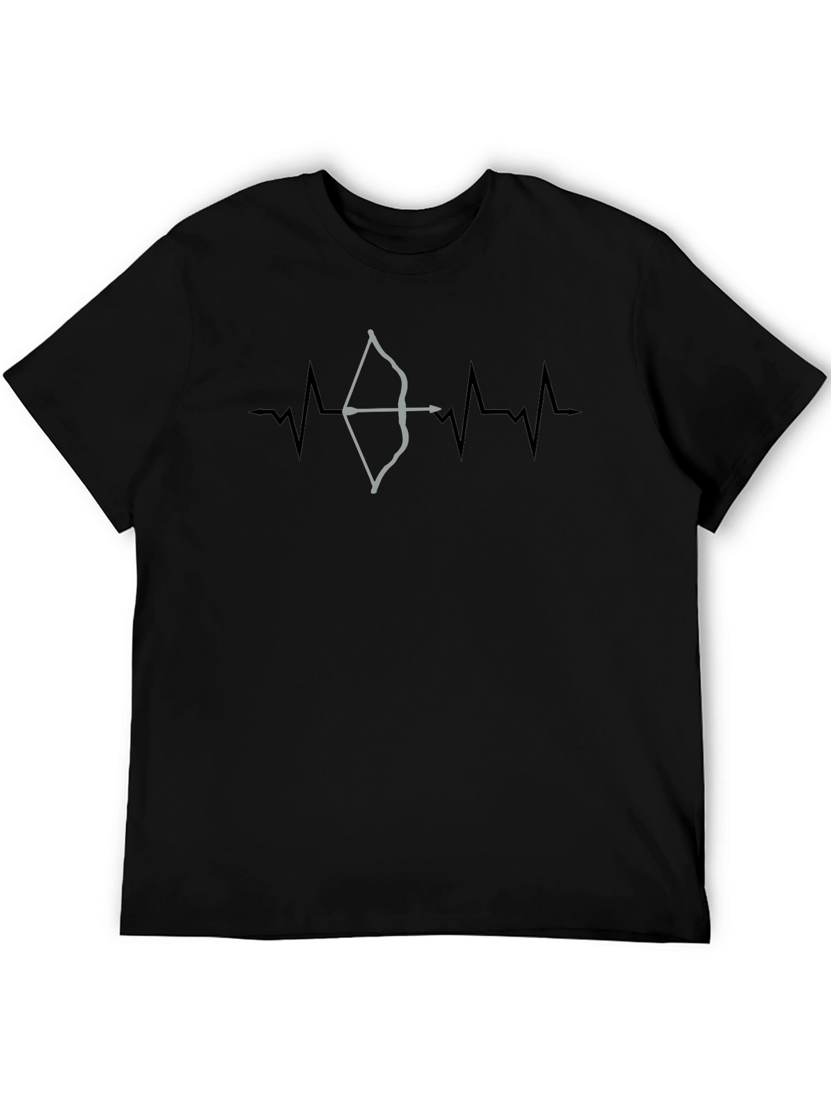 Archery Heartbeat T-Shirt - Black Crew Neck Graphic Tee