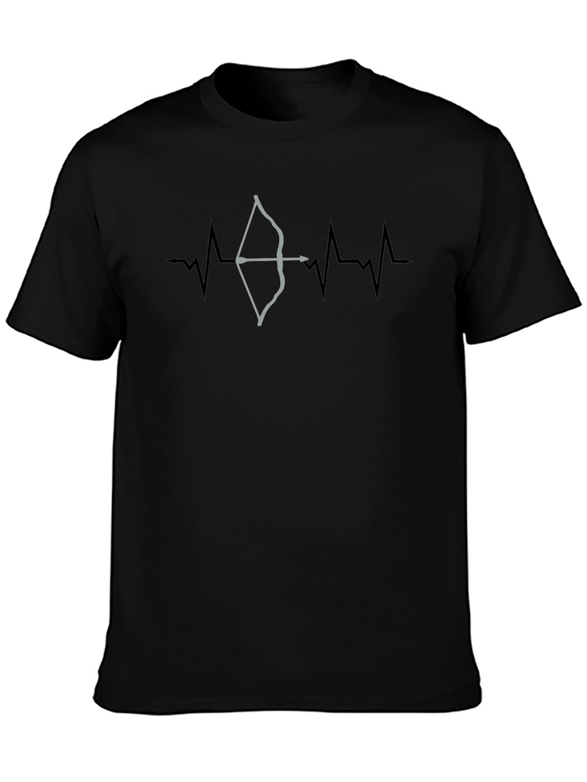 Archery Heartbeat T-Shirt - Black Crew Neck Graphic Tee